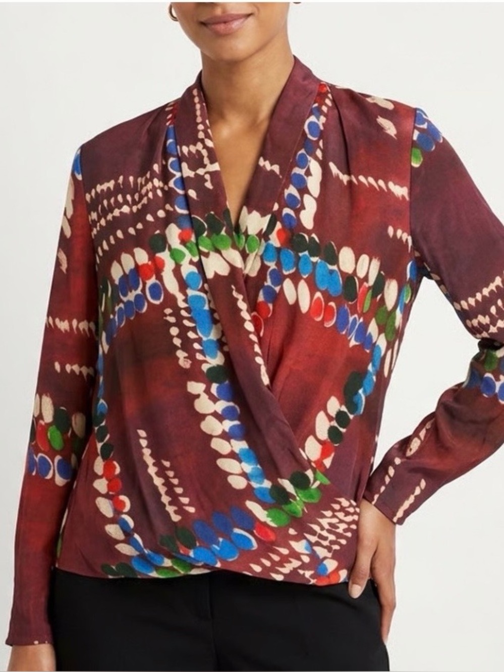 M.M.LaFleur The Antoinette Blouse Dash Plaid Wrap large chic modern